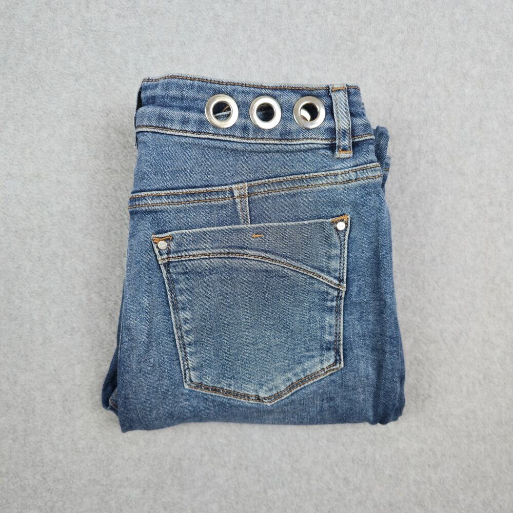 Karen Millen Womens Size 2 High Waist Jeans Grommet Waistband 26x26 - Picture 1 of 16